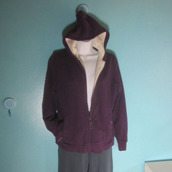 L.L.Bean Womens Size S Cotton Blend Full Zip Purple Hoodie Fleece Zip Up Jacket - Picture 1 of 12
